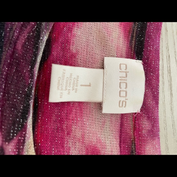 Chico’s, Glitter & Silver Studded with shark bite bottom Tunic is a Sz and 10-12 - Picture 8 of 11